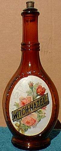 Witch Hazel Barber Bottle with Label Under Glass